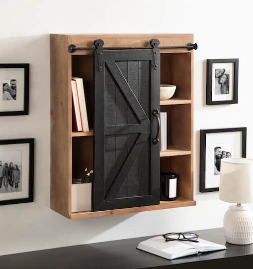 Kate and Laurel Cates Wood Sliding Barn Door Wall Storage Cabinet
